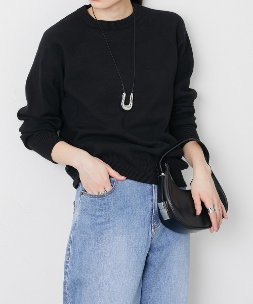 slattgir(スラットジール)の「高身長 スウェットライク ラグランプルオーバーニット(トールサイズ)(ニット/セーター・レディース・ブラック/杢グレー/パープル系/ネイビー系/モカ/オートミール・M/L/LL/3L)」の9枚目の写真