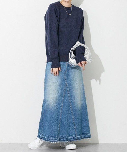 slattgir(スラットジール)の「高身長 スウェットライク ラグランプルオーバーニット(トールサイズ)(ニット/セーター・レディース・ブラック/杢グレー/パープル系/ネイビー系/モカ/オートミール・M/L/LL/3L)」の19枚目の写真