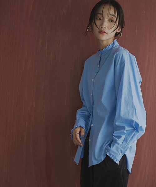 キャサリン】entwa バンドカラーシャツ アイスブルー キャサリン様専用