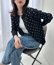 ドット柄ショートカーディガン