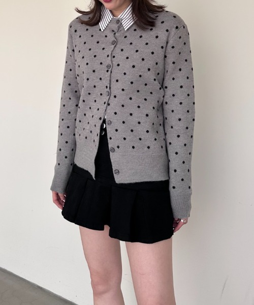 gossip！ロサンゼルス（ゴシップロサンゼルス）の「ドット柄ショートカーディガン（カーディガン/ボレロ・レディース・グレー/ブラック・FREE）」の5枚目の写真