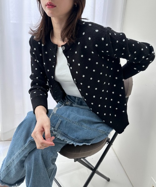 gossip！ロサンゼルス（ゴシップロサンゼルス）の「ドット柄ショートカーディガン（カーディガン/ボレロ・レディース・グレー/ブラック・FREE）」の8枚目の写真