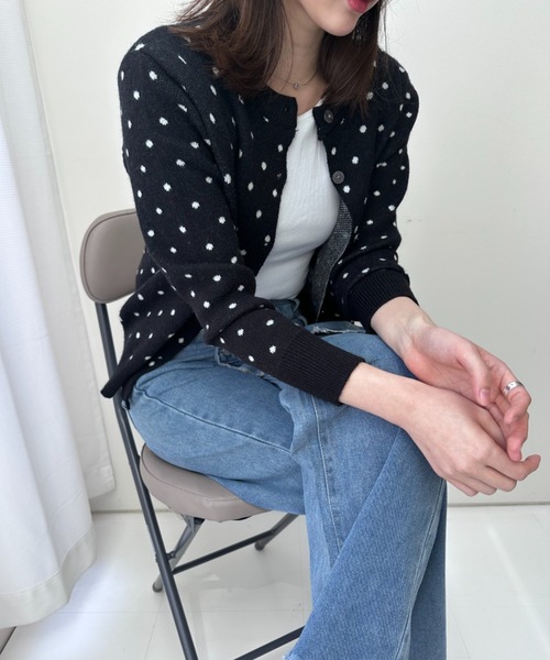 gossip！ロサンゼルス（ゴシップロサンゼルス）の「ドット柄ショートカーディガン（カーディガン/ボレロ・レディース・グレー/ブラック・FREE）」の12枚目の写真