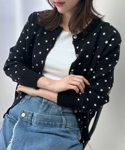 gossip！ロサンゼルス（ゴシップロサンゼルス）の「ドット柄ショートカーディガン（カーディガン/ボレロ・レディース・グレー/ブラック・FREE）」の11枚目の写真