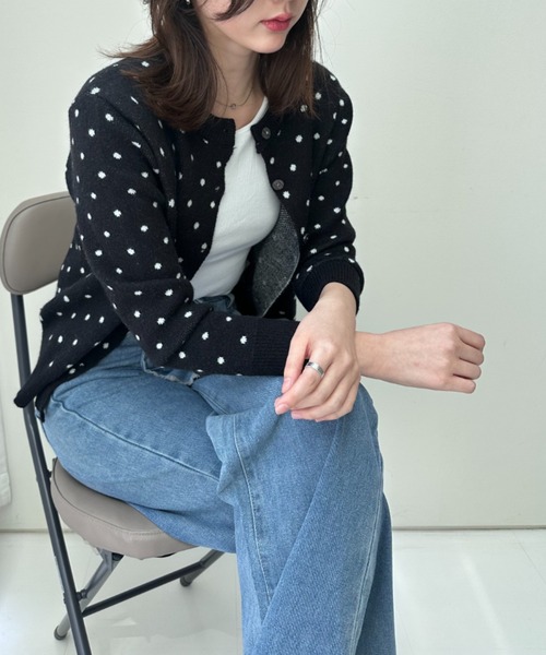gossip！ロサンゼルス（ゴシップロサンゼルス）の「ドット柄ショートカーディガン（カーディガン/ボレロ・レディース・グレー/ブラック・FREE）」の10枚目の写真