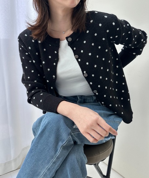 gossip！ロサンゼルス（ゴシップロサンゼルス）の「ドット柄ショートカーディガン（カーディガン/ボレロ・レディース・グレー/ブラック・FREE）」の9枚目の写真
