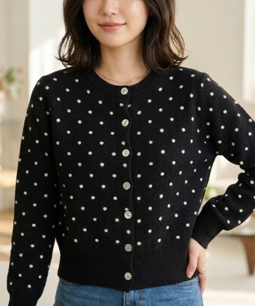 gossip！ロサンゼルス（ゴシップロサンゼルス）の「ドット柄ショートカーディガン（カーディガン/ボレロ・レディース・グレー/ブラック・FREE）」の15枚目の写真