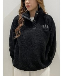 GAP | リラックス ボア 1/4スナップボタン ボア スウェット・トレーナー(スウェット)