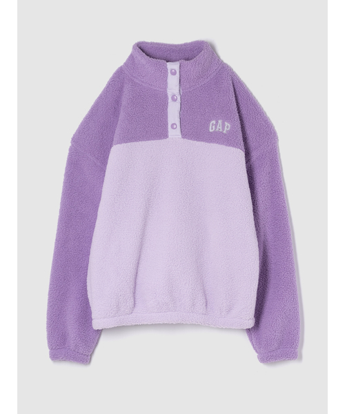 GAP（ギャップ）の「リラックス ボア 1/4スナップボタン ボア スウェット・トレーナー（スウェット・レディース・オフホワイト/ブラック/パープル/ブラウン・L/S/XS/XL/XXS/M）」の7枚目の写真