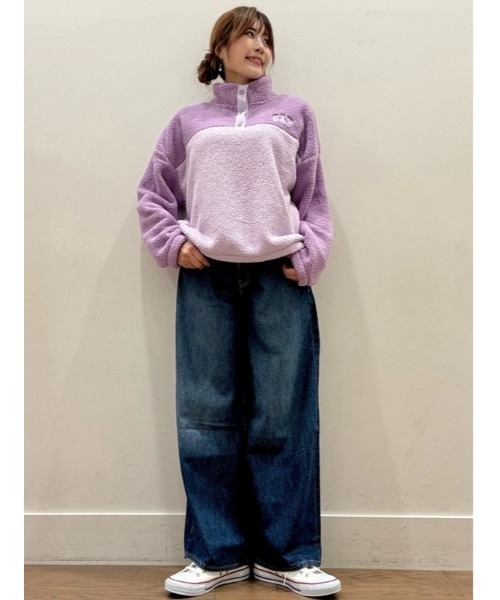 GAP（ギャップ）の「リラックス ボア 1/4スナップボタン ボア スウェット・トレーナー（スウェット・レディース・オフホワイト/ブラック/パープル/ブラウン・L/S/XS/XL/XXS/M）」の10枚目の写真