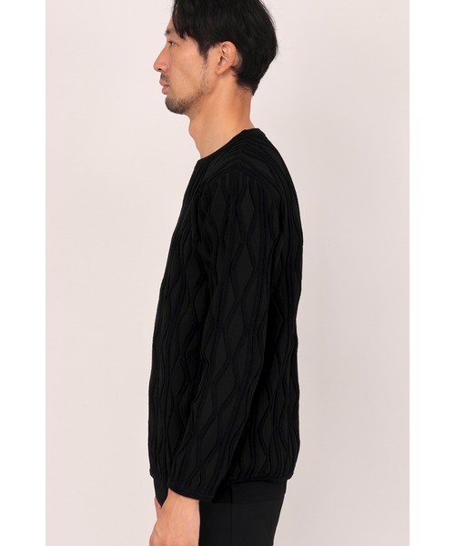 HIGH STREET（ハイストリート）の「HIGH STREET∴ケーブルモールリンクスクルーネックニット（ニット/セーター・メンズ・ブラック/グレー/ホワイト・L/LL/M）」の17枚目の写真