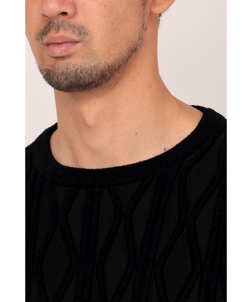 HIGH STREET∴ケーブルモールリンクスクルーネックニット（ニット