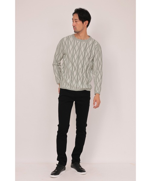 HIGH STREET（ハイストリート）の「HIGH STREET∴ケーブルモールリンクスクルーネックニット（ニット/セーター・メンズ・ブラック/グレー/ホワイト・L/LL/M）」の14枚目の写真
