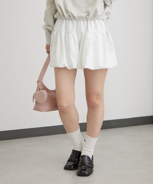 mline（エムライン）の「[mline]バルーンミニスカパン（スカート・レディース・ブラック/オフホワイト・1/2）」の6枚目の写真