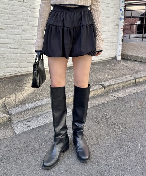 mline（エムライン）の「[mline]バルーンミニスカパン（スカート・レディース・ブラック/オフホワイト・1/2）」の15枚目の写真