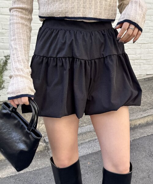 mline（エムライン）の「[mline]バルーンミニスカパン（スカート・レディース・ブラック/オフホワイト・1/2）」の18枚目の写真