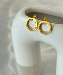 【 金属アレルギー対応 】 リンクビジューデザインピアス サージカルステンレス