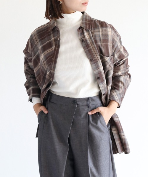 cepo(セポ)の「クレイジーパターンMIXチェックシャツ(シャツ/ブラウス・レディース・ブラウン/ブラック・M)」の4枚目の写真