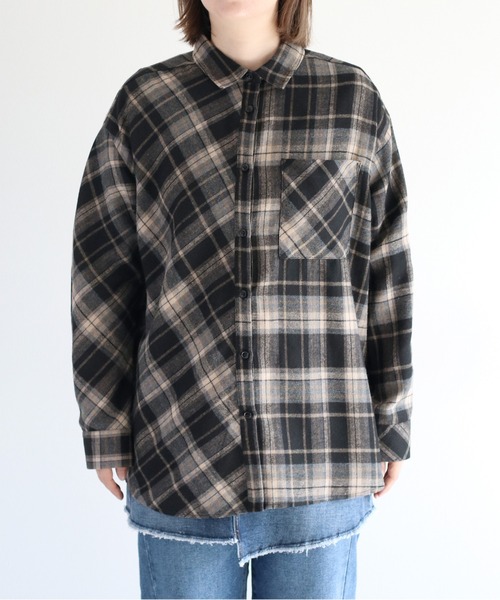 cepo(セポ)の「クレイジーパターンMIXチェックシャツ(シャツ/ブラウス・レディース・ブラウン/ブラック・M)」の16枚目の写真