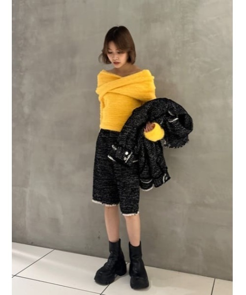 SLY(スライ)の「【MAYWAY】OFF SHOULDER 2P TOPS オフ ショルダー 2ピー トップス(ニット/セーター・レディース・イエロー/ダークグレー/レッド/オフホワイト・FREE)」の15枚目の写真