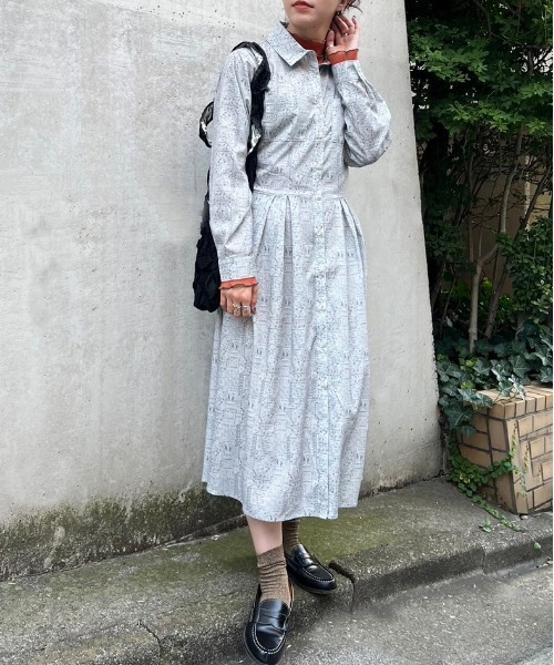 DOUBLE NAME（ダブルネーム）の「オリプリペイズリーレトロワンピース（ワンピース・レディース・ブルー/ブラウン/ライトグレー・FREE）」の6枚目の写真