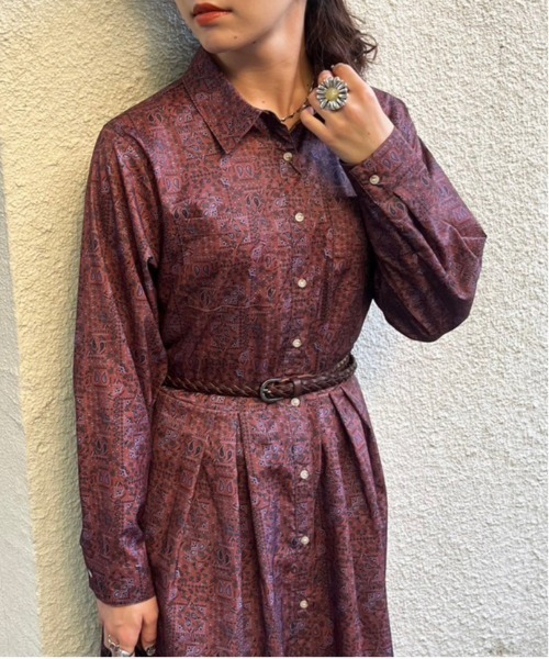 DOUBLE NAME（ダブルネーム）の「オリプリペイズリーレトロワンピース（ワンピース・レディース・ブルー/ブラウン/ライトグレー・FREE）」の8枚目の写真