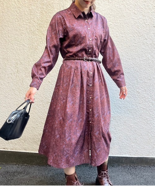 DOUBLE NAME（ダブルネーム）の「オリプリペイズリーレトロワンピース（ワンピース・レディース・ブルー/ブラウン/ライトグレー・FREE）」の9枚目の写真