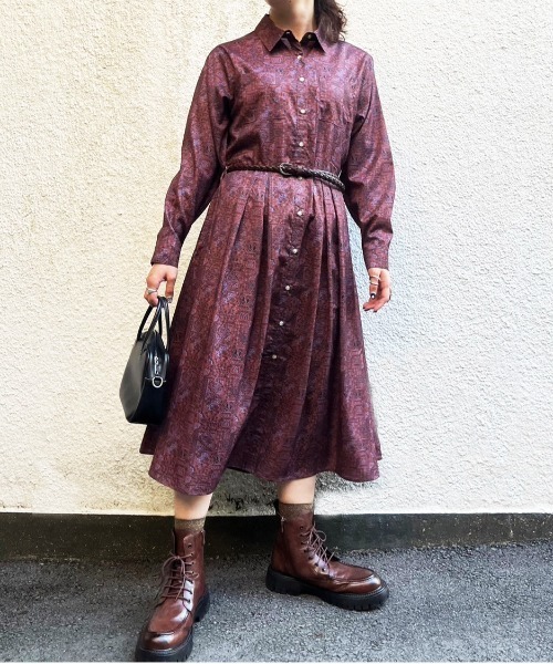 DOUBLE NAME（ダブルネーム）の「オリプリペイズリーレトロワンピース（ワンピース・レディース・ブルー/ブラウン/ライトグレー・FREE）」の14枚目の写真