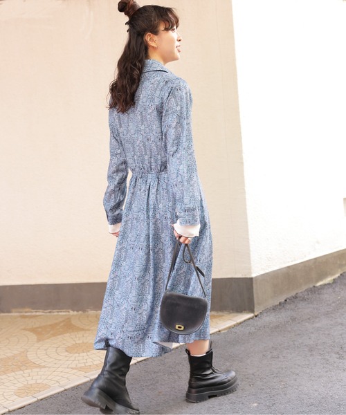 DOUBLE NAME（ダブルネーム）の「オリプリペイズリーレトロワンピース（ワンピース・レディース・ブルー/ブラウン/ライトグレー・FREE）」の11枚目の写真