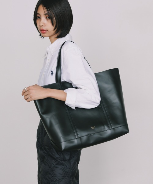 sita parantica（シータパランティカ）の「sita parantica/シータ パランティカ TOTE-Minimal spec.Leather レザートートバック（トートバッグ・レディース・ブラック/オリーブ・FREE）」の3枚目の写真