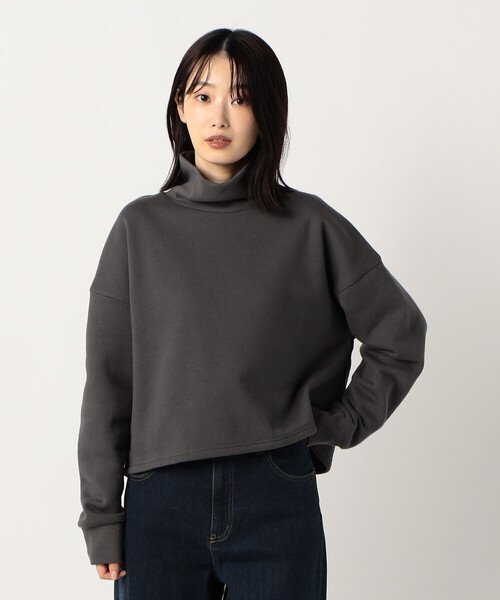 COMME CA ISM（コムサイズム）の「裏起毛　ショート丈　ハイネックトレーナー（スウェット・レディース・グリーン/ベージュ/チャコール/サックスブルー・LARGE/MEDIUM）」の17枚目の写真