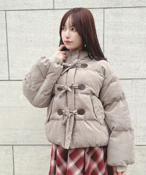 F i.n.t（フィント）の「【REVIVAL】【新色追加】リボン釦ダッフルエコダウンコート/fint フィント（ダウンジャケット/コート・レディース・アイボリー/ブラック/モカ/ミント・FREE）」の4枚目の写真