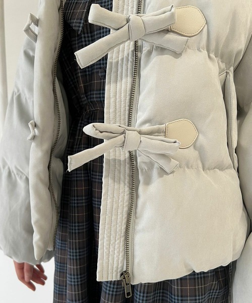 F i.n.t（フィント）の「【REVIVAL】【新色追加】リボン釦ダッフルエコダウンコート/fint フィント（ダウンジャケット/コート・レディース・アイボリー/ブラック/モカ/ミント・FREE）」の22枚目の写真
