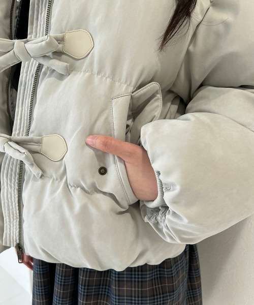 F i.n.t（フィント）の「【REVIVAL】【新色追加】リボン釦ダッフルエコダウンコート/fint フィント（ダウンジャケット/コート・レディース・アイボリー/ブラック/モカ/ミント・FREE）」の21枚目の写真