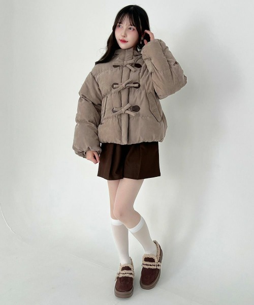 F i.n.t（フィント）の「【REVIVAL】【新色追加】リボン釦ダッフルエコダウンコート/fint フィント（ダウンジャケット/コート・レディース・アイボリー/ブラック/モカ/ミント・FREE）」の19枚目の写真