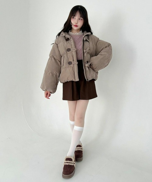 F i.n.t（フィント）の「【REVIVAL】【新色追加】リボン釦ダッフルエコダウンコート/fint フィント（ダウンジャケット/コート・レディース・アイボリー/ブラック/モカ/ミント・FREE）」の18枚目の写真