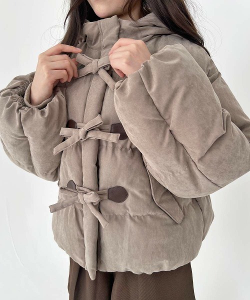 F i.n.t（フィント）の「【REVIVAL】【新色追加】リボン釦ダッフルエコダウンコート/fint フィント（ダウンジャケット/コート・レディース・アイボリー/ブラック/モカ/ミント・FREE）」の17枚目の写真