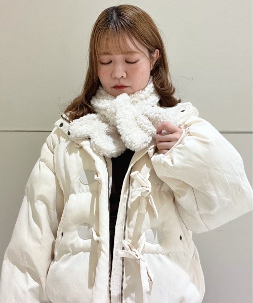 REVIVAL】【新色追加】リボン釦ダッフルエコダウンコート（ダウン