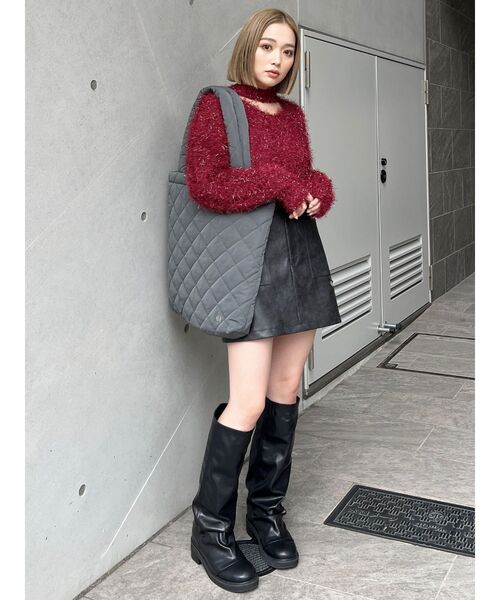 MURUA(ムルーア)の「キルティングロゴトートバッグ(トートバッグ・レディース・アイボリー/グレー/ブラック/ピンク/ダークグリーン/ネイビー・FREE)」の19枚目の写真