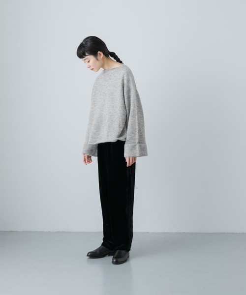 かぐれ(カグレ)の「アルパカ混ワイドスリーブニット(ニット/セーター・レディース・ライトグレー/ネイビー・FREE)」の15枚目の写真