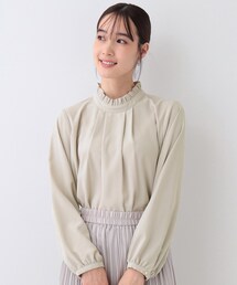 SHOO・LA・RUE | 【S-3L/洗える/セレモニー】さらり軽やか スタンドカラー フリルブラウス(シャツ/ブラウス)