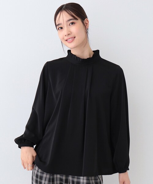 美品 パラスパレス もちの木柄 フリルスタンド衿シャツ 2 日本製 美品