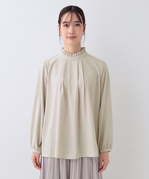 SHOO・LA・RUE（シューラルー）の「【S-3L/洗える/セレモニー】さらり軽やか スタンドカラー フリルブラウス（シャツ/ブラウス・レディース・ナチュラル/オフホワイト/ブラック・01/02/03/04/05）」の16枚目の写真