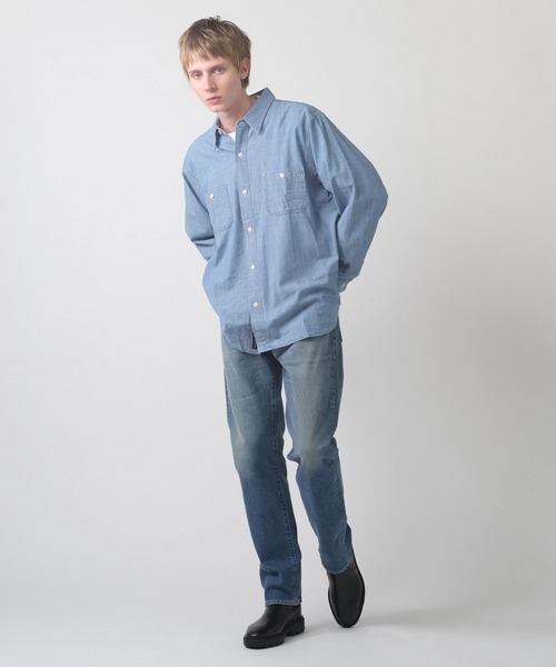 Levi's(リーバイス)の「Levi's/リーバイス BLUETAB(TM) シャンブレーワークシャツ(シャツ/ブラウス・メンズ・ライトインディゴブルー・M/L/XL/S)」の5枚目の写真