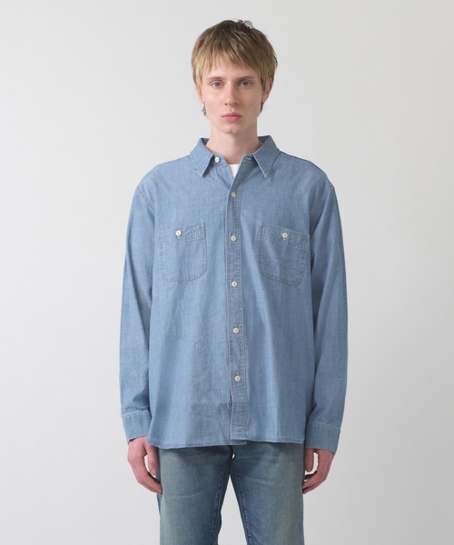 Levi's(リーバイス)の「Levi's/リーバイス BLUETAB(TM) シャンブレーワークシャツ(シャツ/ブラウス・メンズ・ライトインディゴブルー・M/L/XL/S)」の15枚目の写真