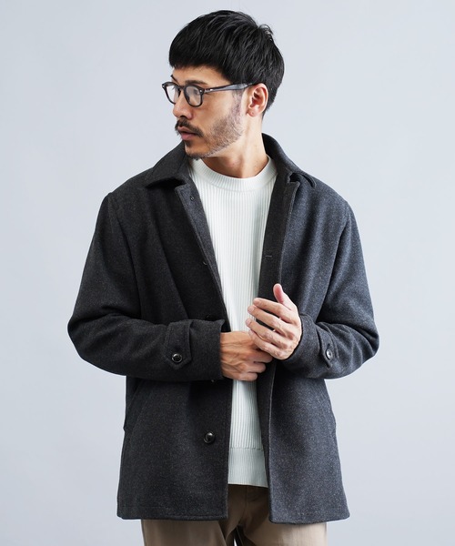 セール】テックメルトン素材シングルPコート（ピーコート）｜JIGGYS