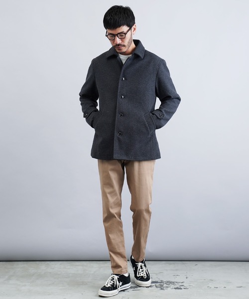 テックメルトン素材シングルPコート（ピーコート）｜JIGGYS SHOP