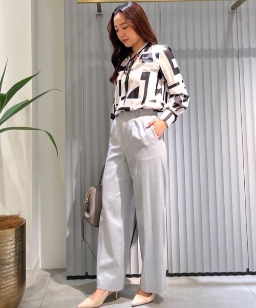 ピンキーアンドダイアン◆サークルジオメトリックプリントブラウス グレー 38 ピンキーアンドダイアン◇サークルジオメトリックプリント