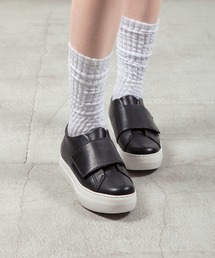 ALL BLACK（オールブラック）の「【本革/軽量/223g/厚底/3cm】ベルクロスニーカー（スニーカー）」