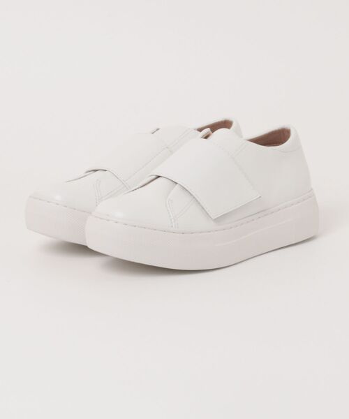 ALL BLACK（オールブラック）の「【本革/軽量/223g/厚底/3cm】ベルクロスニーカー（スニーカー・レディース・ホワイト/ブラック・38/37/36/35）」の6枚目の写真